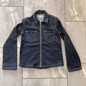 🤍 BLDWN Denim Jacket Size Small Dark Wash Zippered Cut #478 Baldwin